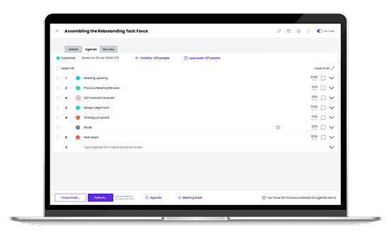 Board Meeting Agenda Mockup