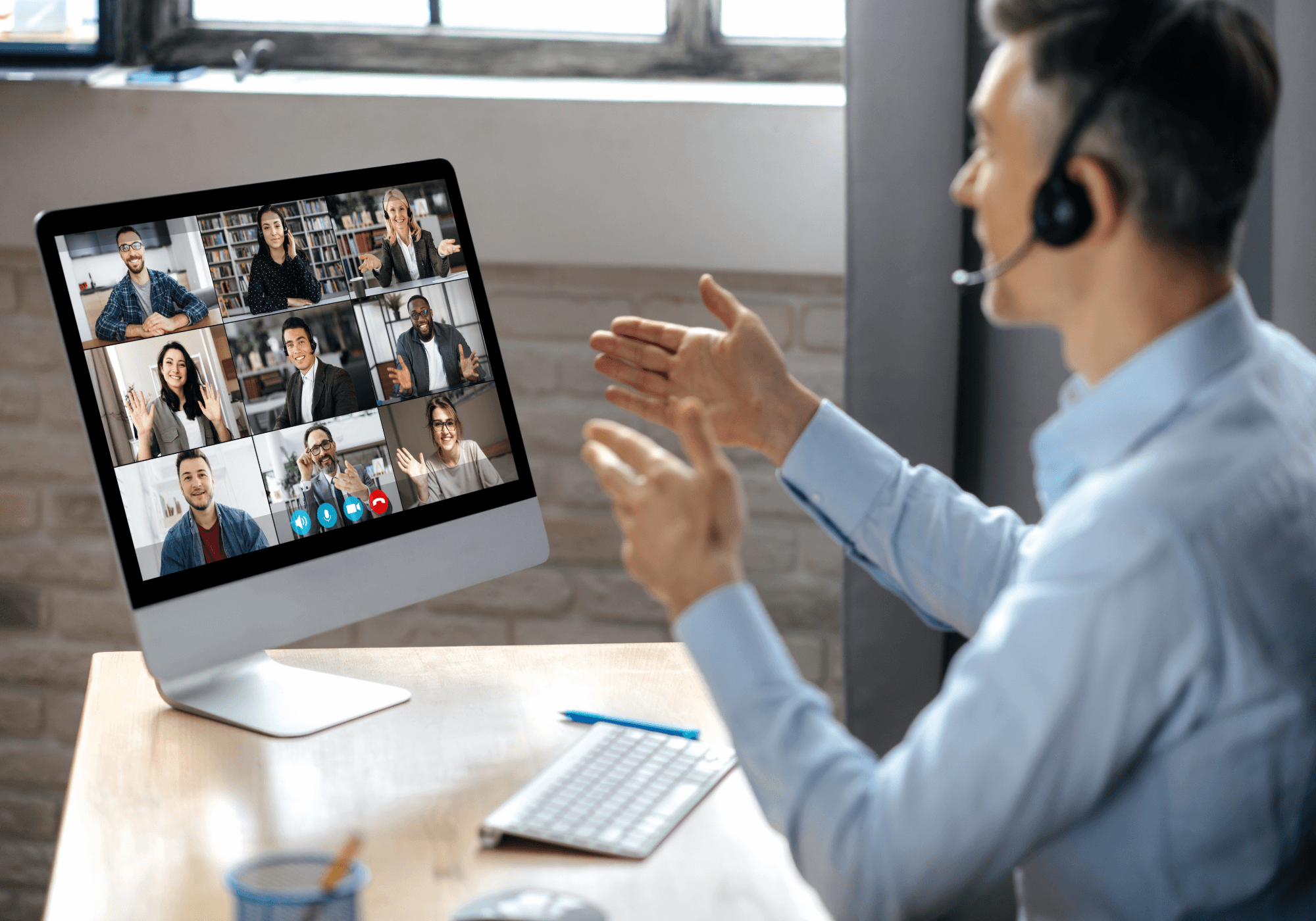 Person looking at screen during meeting